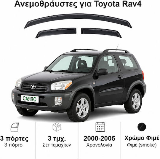 Heko Set of Windbreakers Front Car Dark Fime for Toyota RAV 4 2pcs