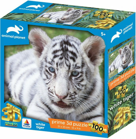 Παιδικό Puzzle Animal Planet White Tiger για 5+ Ετών 100pcs Prime3D