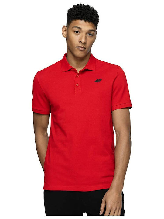 4F Men's Athletic Short Sleeve Blouse Polo Red