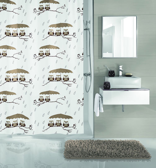 Kleine Wolke Eulen Shower Curtain Fabric 240x180cm Brown