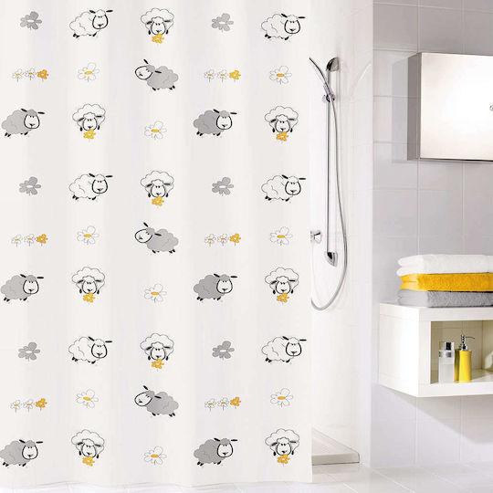 Kleine Wolke Sheep Κουρτίνα Μπάνιου Υφασμάτινη 180x200 cm Εκρού