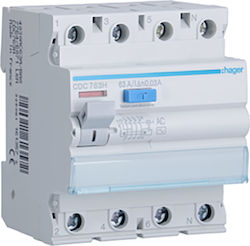 Hager Ρελέ Διαρροής 4x63A 400V Hager Ρελέ Διαρροής 4x63A 400V