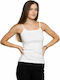 Cotton White Women's T-Shirt with Spaghetti Strap