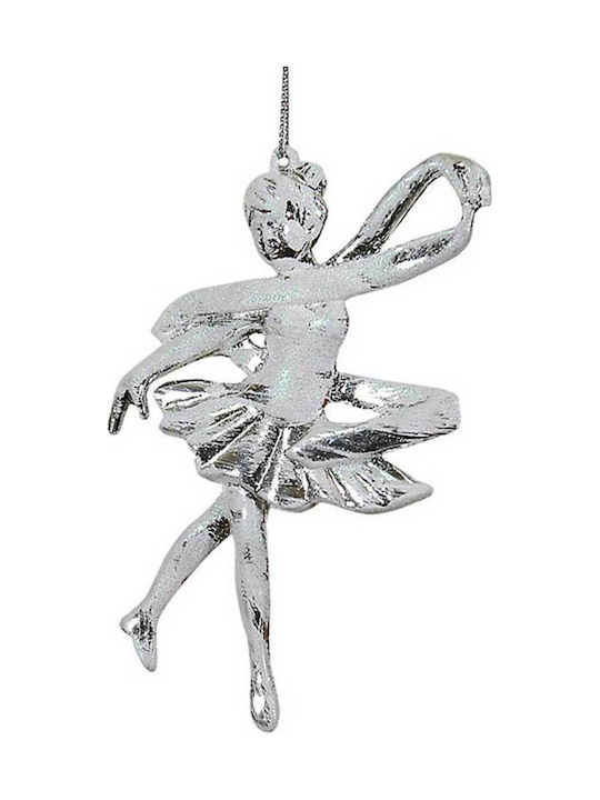 Lianos Christmas Plastic Ballerina Ornament Silver 8x12cm