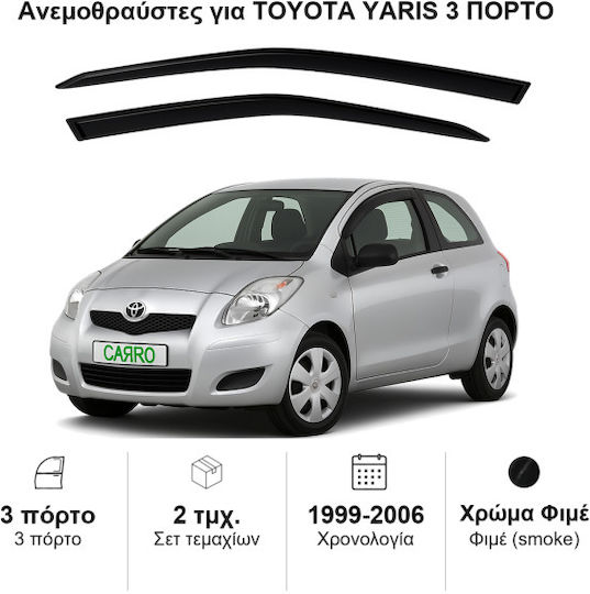 Heko Set of Windbreakers Front Car Dark Fime for Toyota Yaris 2pcs