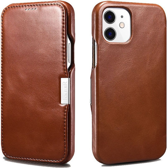 iCarer Side-Open Genuine Leather Book Δερμάτινο / Δερματίνης Καφέ (iPhone 12 mini)