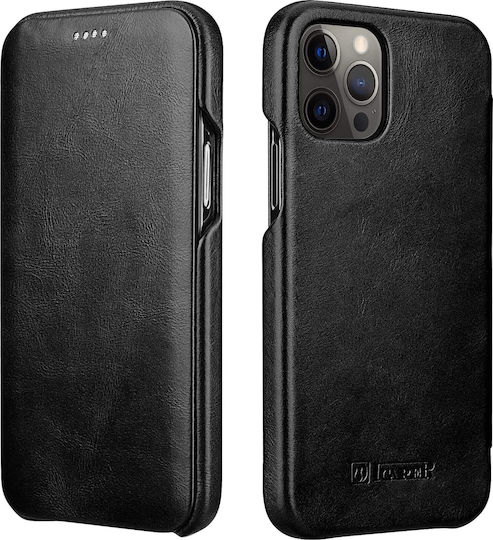 iCarer Curved Edge Genuine Leather Buchen Sie Leder / Synthetisches Leder Schwarz (iPhone 12 Pro Max)