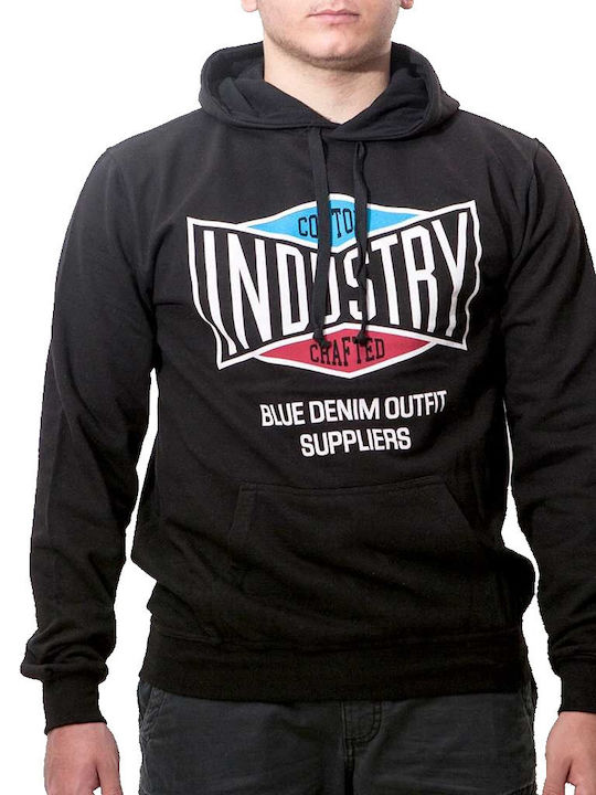 21-104 Men's Sweatshirt with Hood and Pockets Black