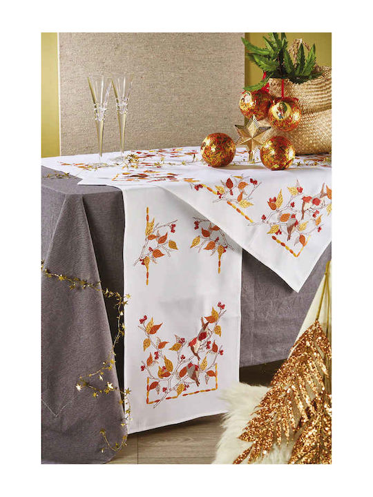 Whitegg Ornament de Crăciun Față de masă Pătrat Material textil Alb M90xL90cm 1buc