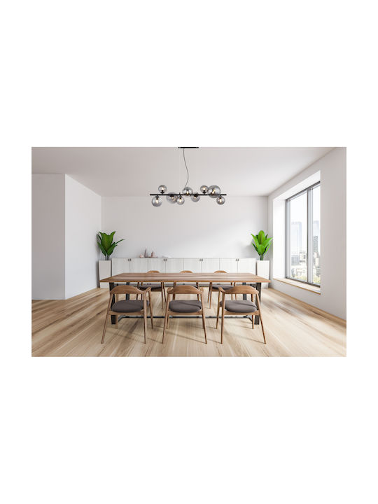 Globo Lighting Riha Pendant Light Black Rail for 9 Bulbs G9 86x360x120cm
