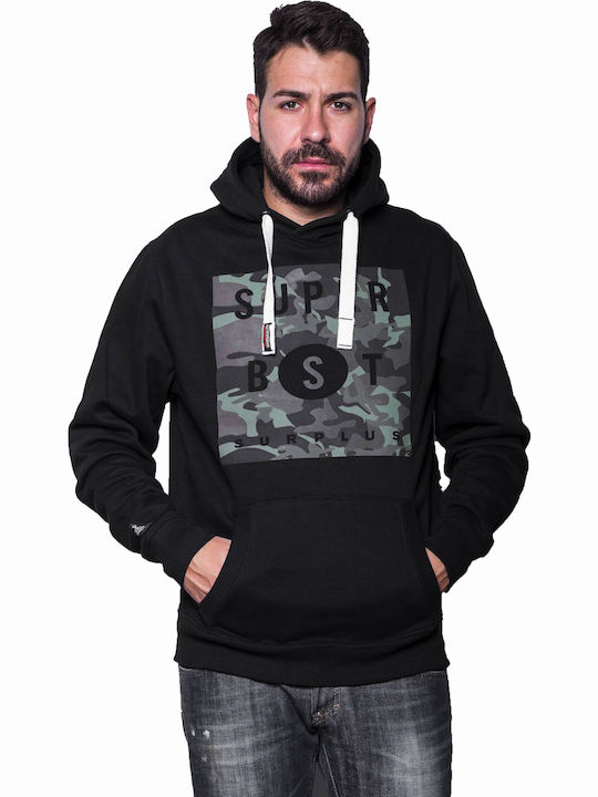 Splendid Men's Sweatshirt with Hood and Pockets Black