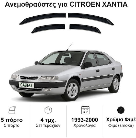 Heko Set deflectoare de vânt Dark Fime pentru Citroen Xantia 4buc