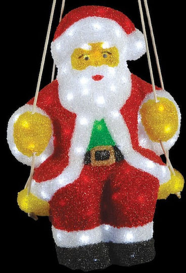 Luminat Decorativ Moș Crăciun Roșuς din Plastic în Leagăne 50cm.