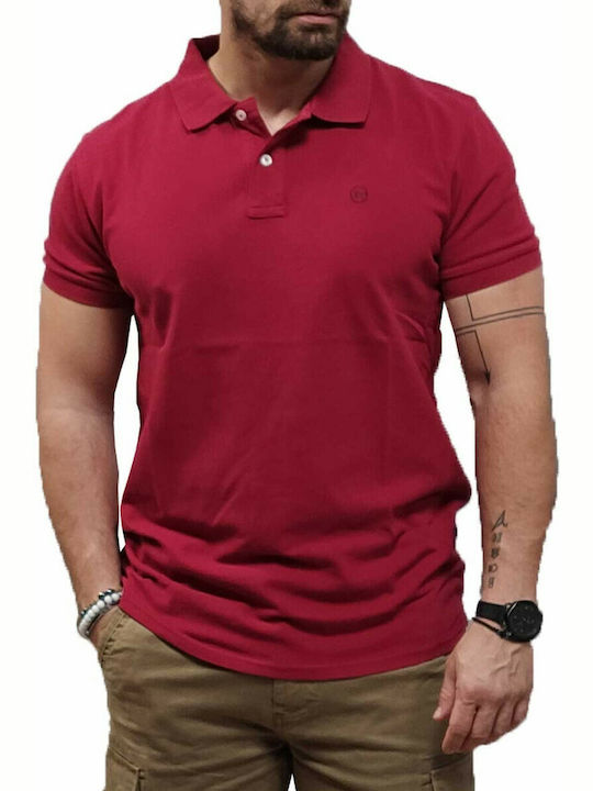 Basehit Ανδρικό T-shirt Polo Berry