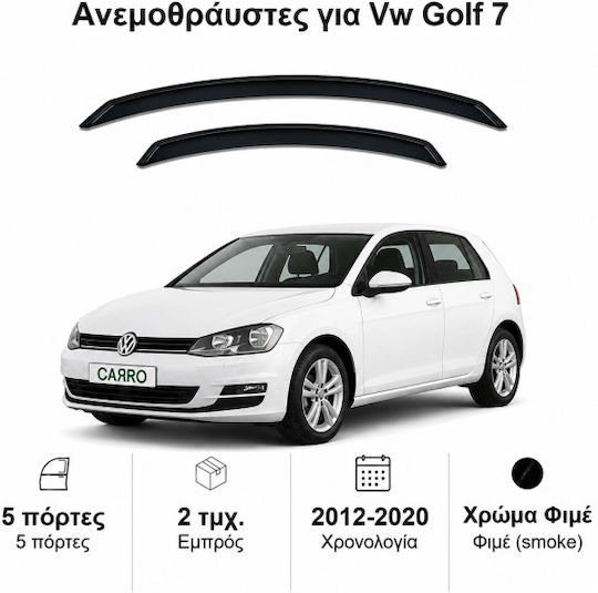 Car Windbreakers VW Golf VII 5d 2012+ Pair Flexible Fime Plastic Heko 2 Pieces