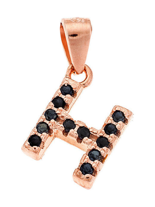 Senza Charm Monogram from Pink Gold Plated Silver with Zircon