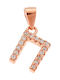 Senza Charm Monogram from Pink Gold Plated Silver with Zircon