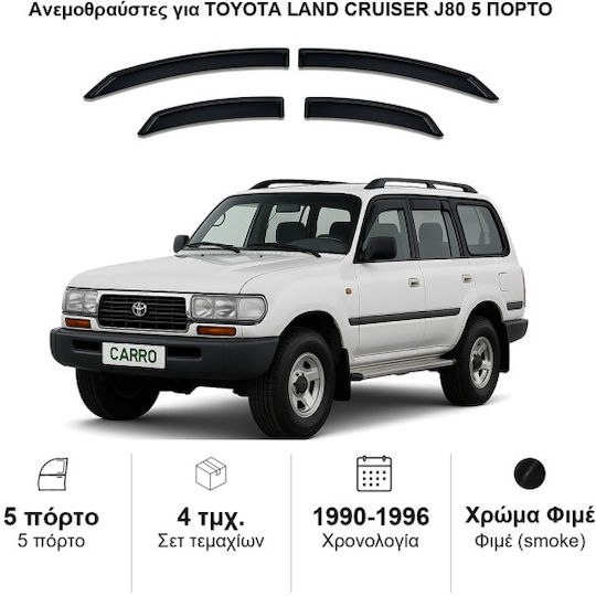 Heko Satz Windabweiser Vordere und Hintere Dark Fime für Toyota Land Cruiser 4Stück