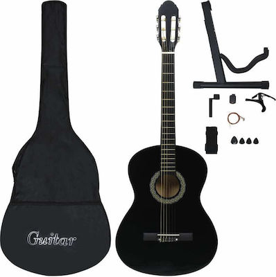 vidaXL Classical Beginner 39" Classical Guitar 4/4 Set Black