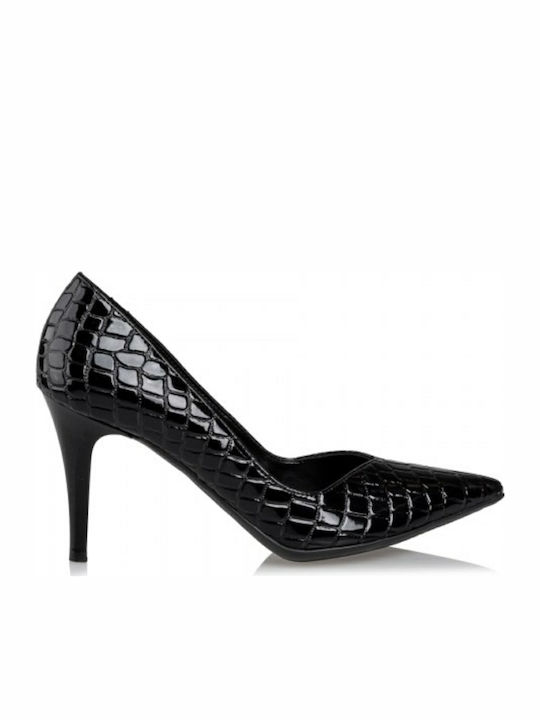 Envie Shoes Μυτερές Γόβες από Λουστρίνι με Τακούνι Στιλέτο Μαύρες