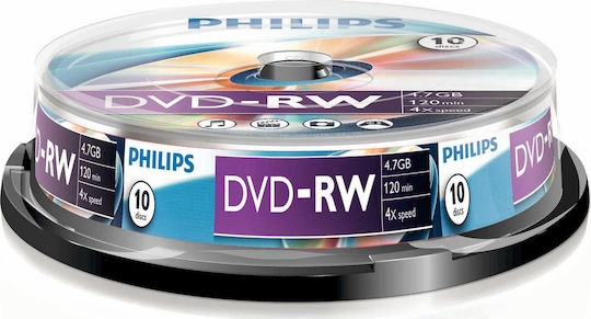 Philips Wiederbeschreibbare DVD-RW 4x 4.7GB Kuchenbox 10Stück