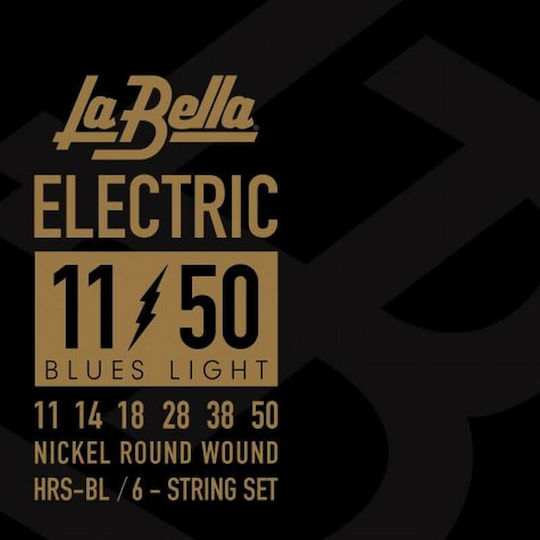 La Bella Electric Set of Nickel Wound Electric Guitar Strings 11 - 50 Inches Blues Light