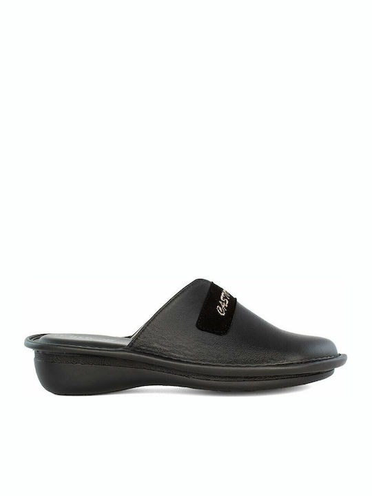 Anatomische Lederne Damen Hausschuhe Schwarze