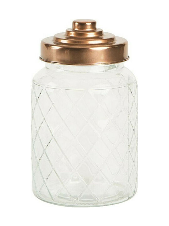 T&G Lattice Vase Cereals with Lid Glass Copper 950ml 1pcs