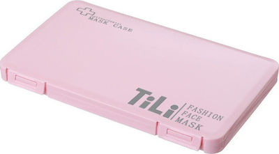 Tili Ορθογώνια Αντιβακτηριδιακή Θήκη για Μάσκα Προστασίας σε Ροζ Χρώμα 1τμχ