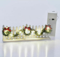 Iliadis Christmas Plastic Illuminated Fence Figure White Battery with Music 6x6cm 2pcs