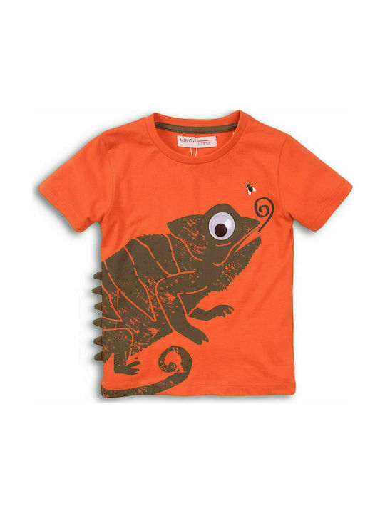 Minoti Kids T-shirt Orange Lizard1