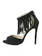 La Coquette Women's Sandals Black with Thin High Heel