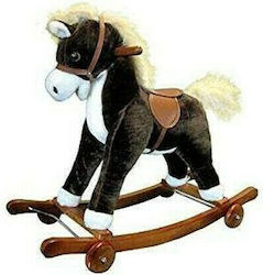 Rocking Toy Horse with Wheel Brown