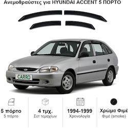 Heko Σετ Ανεμοθραύστες Μπροστινοί και Πίσω Σκούρο Φιμέ για Hyundai Accent 4τμχ 17208