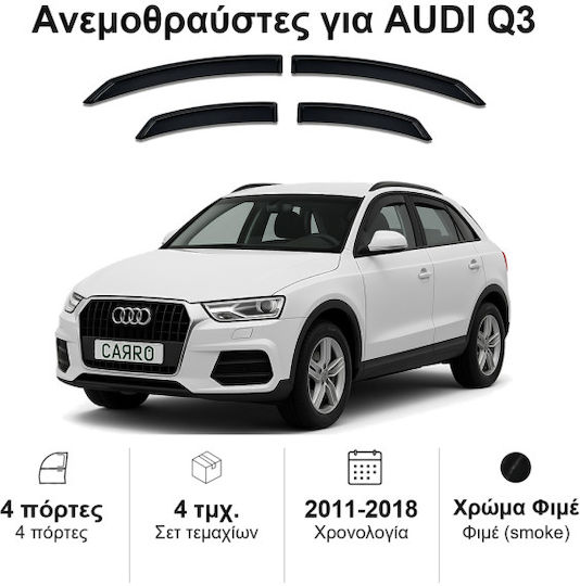 Heko Set of Windbreakers Front and Rear Car Dark Fime for Audi Q3 4pcs