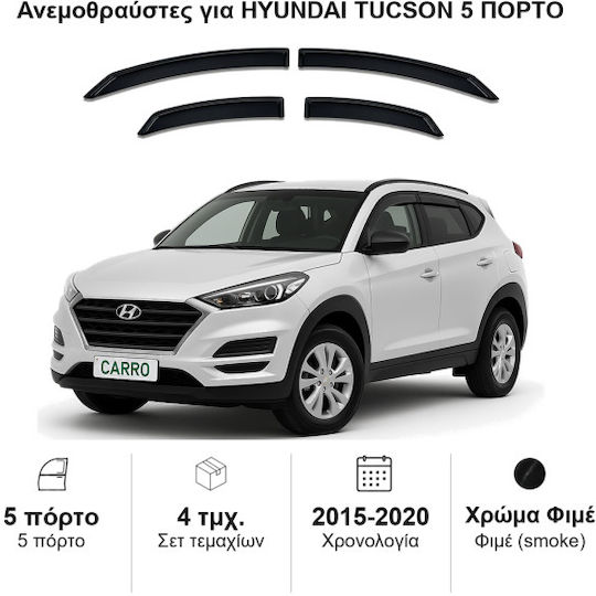 Heko Satz Windabweiser Vordere und Hintere Dark Fime für Hyundai Tucson 4Stück