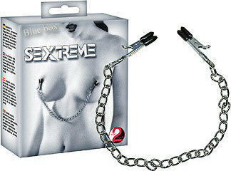 Sextreme Nipple Chain with Clamps Cleme pentru Sfârcuri în Culoare Argintiu