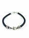 MEN'S LEATHER BRACELET WITH ANCHOR BLUE