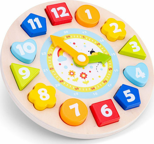 New Classic Toys Formensortierspiel Uhr mit Formen aus Holz für 24++ Monate