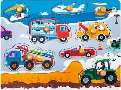 Wooden Kids Puzzle Busy Transportations 8pcs Robotime