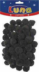 Luna Pom Pom Handwerk Schwarz Set 60Stück