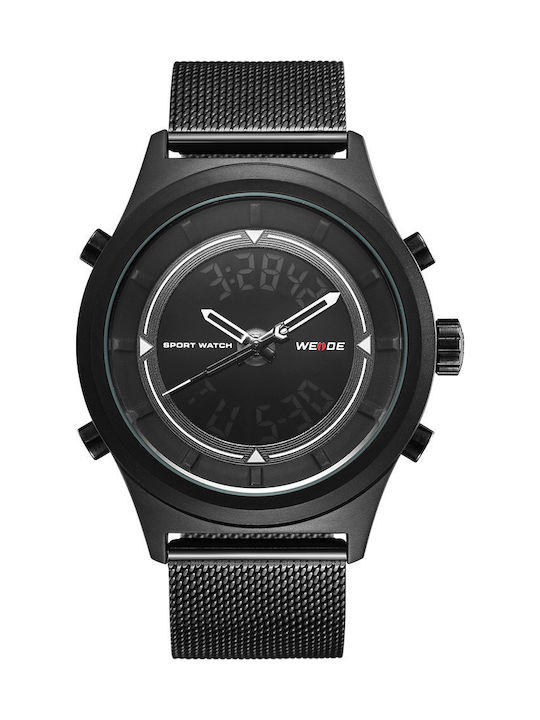 Weide Herrenuhr 44mm Batterie mit Schwarz Metallarmband