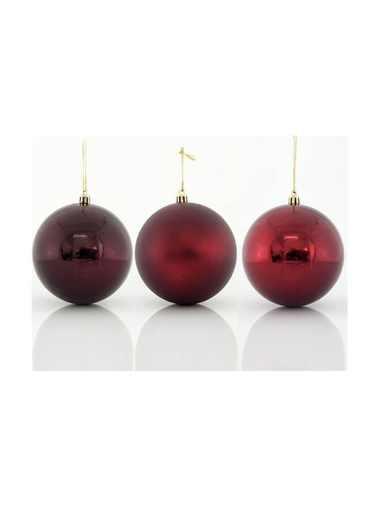 Eurolamp Ornament de Crăciun Bilă Plastic Roșu cu Pulbere de Aur cu Paiete 10buc Set 6buc