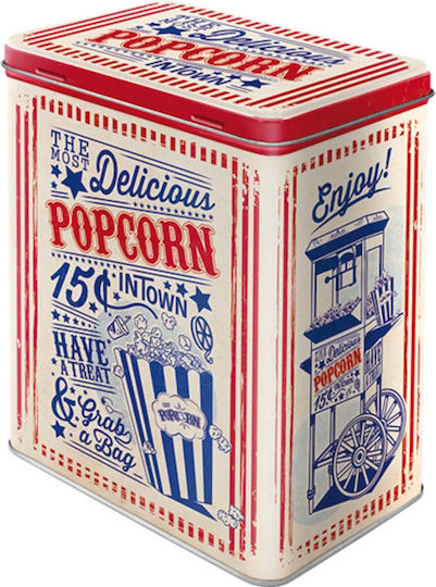 Nostalgic Art Usa Popcorn Κουτί Δημητριακών με Καπάκι Μεταλλικό 10x14x20cm