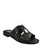 Smart Cronos Leather Women's Flat Sandals in Black Color 7186-1085