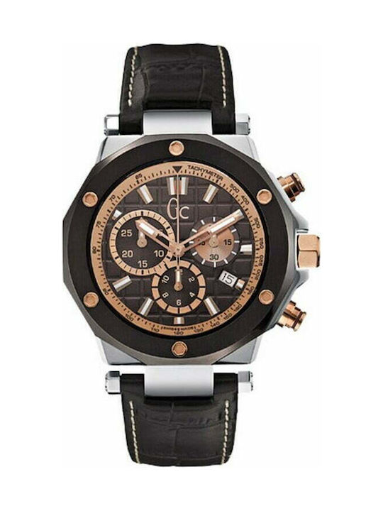 Guess Watch Chronograph Battery with Black Leather Strap X72018G4S