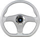 Nardi Three Spoke Car Steering Wheel N. Gara "Right" Silver/White