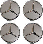 Auto Gs Wheel Center Cap Mercedes Benz Καπάκια Ζαντών Mercedes Σε 3 Διαστάσεις with 68mm Internal Diameter Black 1pc