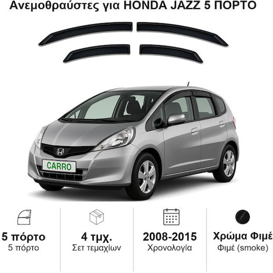 Heko Σετ Ανεμοθραύστες Αυτοκινήτου Μπροστινοί και Πίσω για Honda Jazz 5D 2009 4τμχ