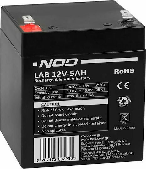 NOD LAB 12V-5AH UPS Batterie mit Kapazität 5Ah und Spannung 12V 1Stück